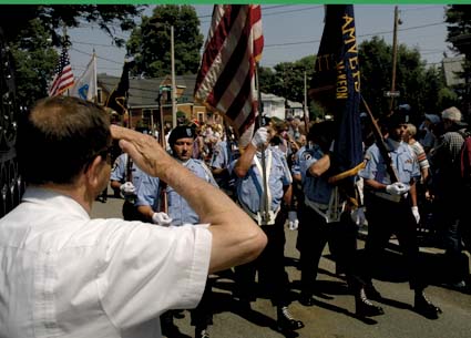 Memorial Day 2010: The color guard of the John P. McKeon Post entered Cedar Grove Cemetery this morning, May 31, 2010. Photo by Bill Forry